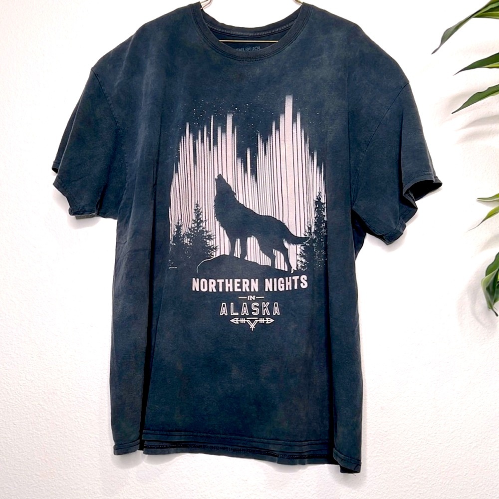 faded Alaska wolf shirt